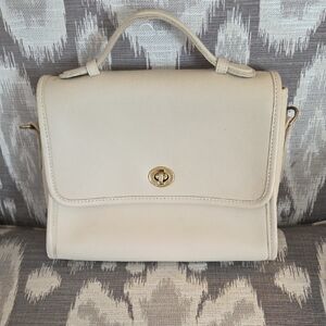Coach Cream Satchel with Gold Accents